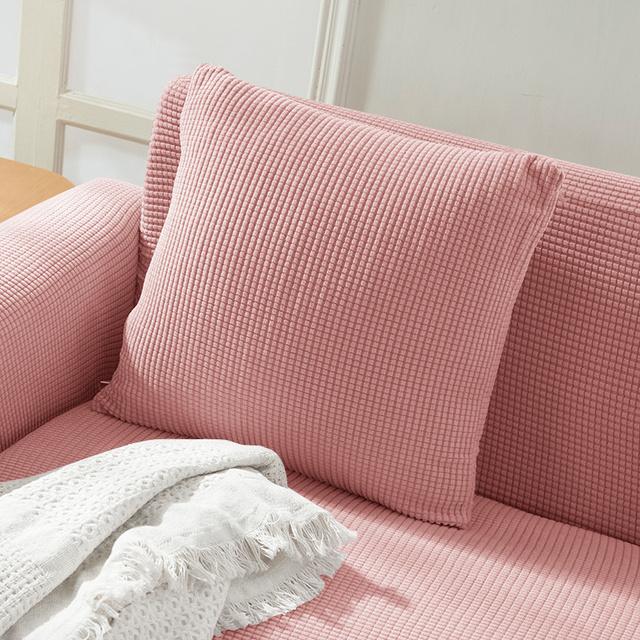 New Design Colors Thick Polar Fleece Sofa Protective Cover Jacquard Solid Printed Pillowcase Cover For Soft Cushion 45x45cm