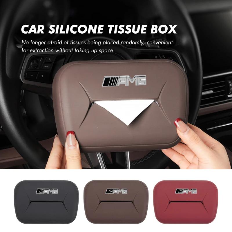 DAR4 Silicone Car Tissue Drawer Box Armrest Backrest Hanging Paper Bag For Mercedes Benz AMG A B C E S G Class W201 W210 W108 W205