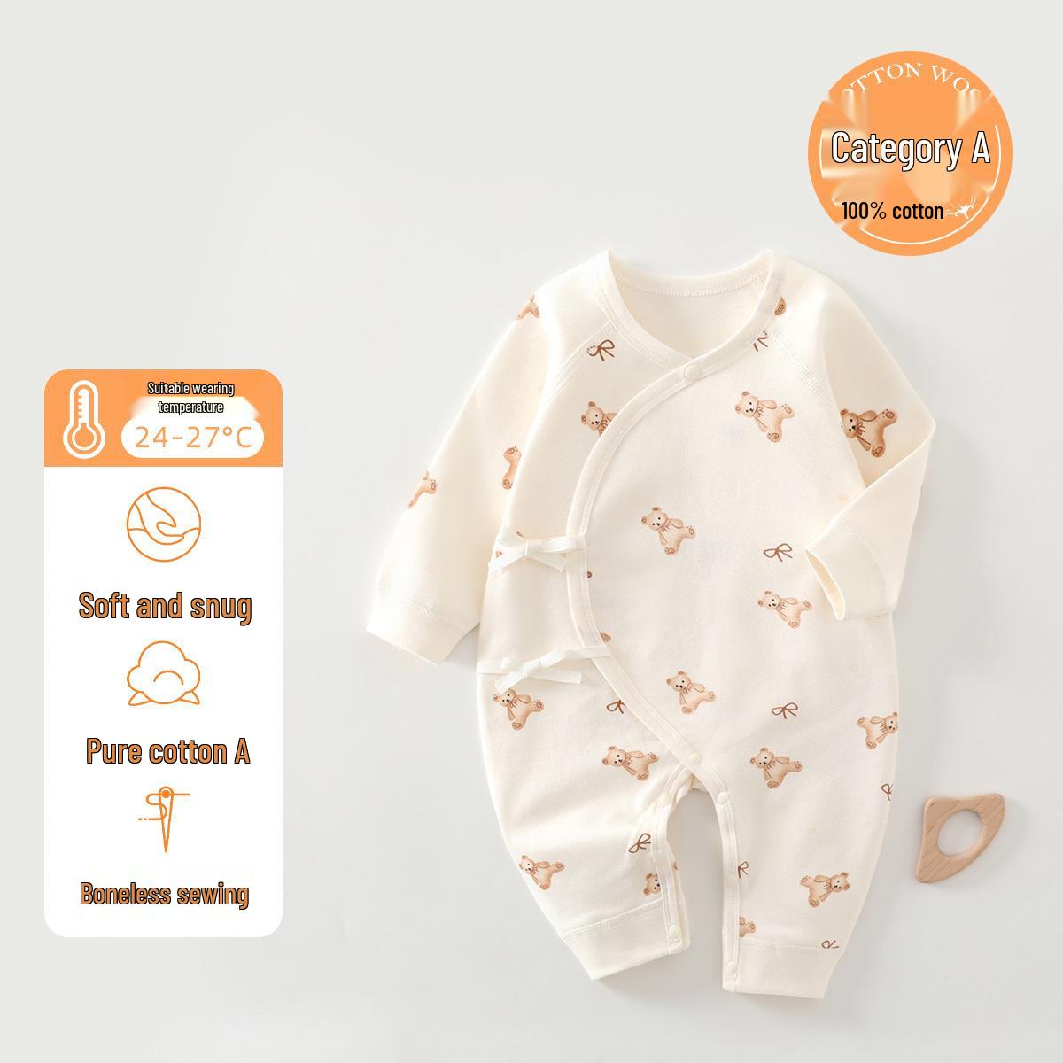 

Butterfly Cotton Lace-Up Baby Jumpsuit - All-Season, Tagless, Newborn Outfit for Spring & Autumn 66 cm