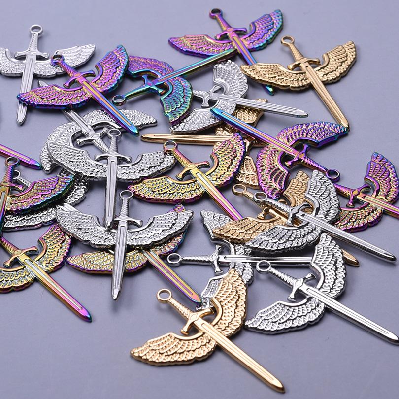6pcs Mixed Stainless Steel Sword Charms For Jewelry Making/Materials To Make Bracelets Earrings Pendant Charm DIY Keychain Bulk