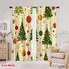 2pcs,2D plane printing Popular Curtains Christmas Tree Baubles Festive (3) Polyester Fabric (without rod) Outdoor Decorations