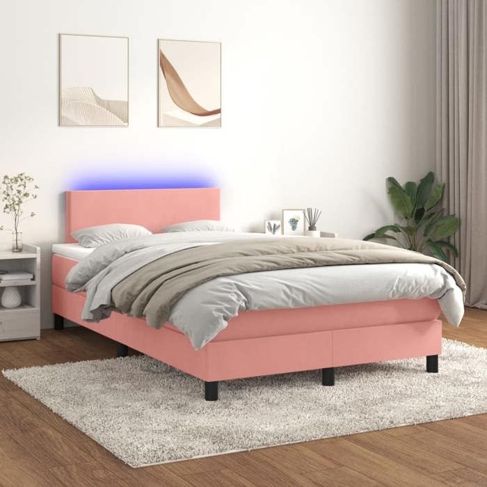 Maison Exclusive - Sommier à lattes de lit avec matelas LED Rose 120x200cm Velours