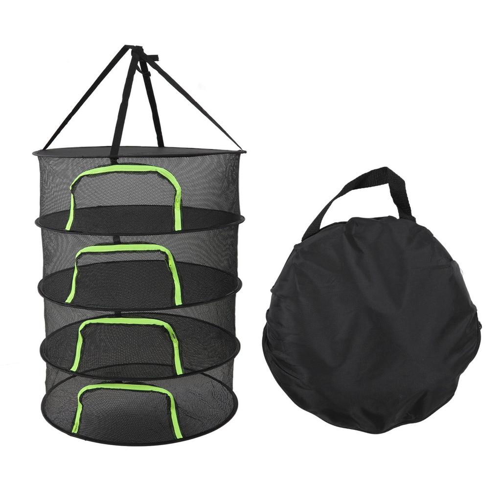 Foldable Plant Drying Net Multilayer Zipper Closure Design 60cm Diameter Herb Buds Dry Net with Storage Bag