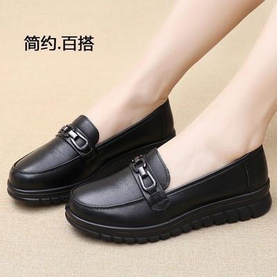 New Soft Leather Soft-soled Mother Shoes Spring and Autumn Middle-aged Comfortable Flat Shoes Non-slip Work Shoes Elderly Single Shoes
