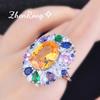 Foydjew New Secret Garden Series Simulation Color Tourmaline Jewelry Sets Pendant Necklaces Earrings Rings For Women Banquet Set
