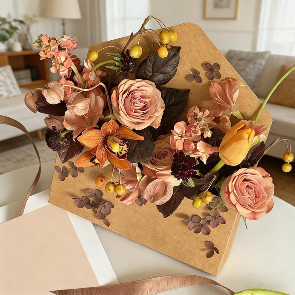 5pcs Arrangements Floral Boxes Valentine's Day Envelope Gift Box Folding Paper Wrapping Bag Florist Bouquet Envelope Boxes
