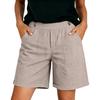 Weiche Shorts aus Baumwollleinen für Damen, Taschen, weicher Knopfverschluss, kein Reißverschluss, schmale Passform