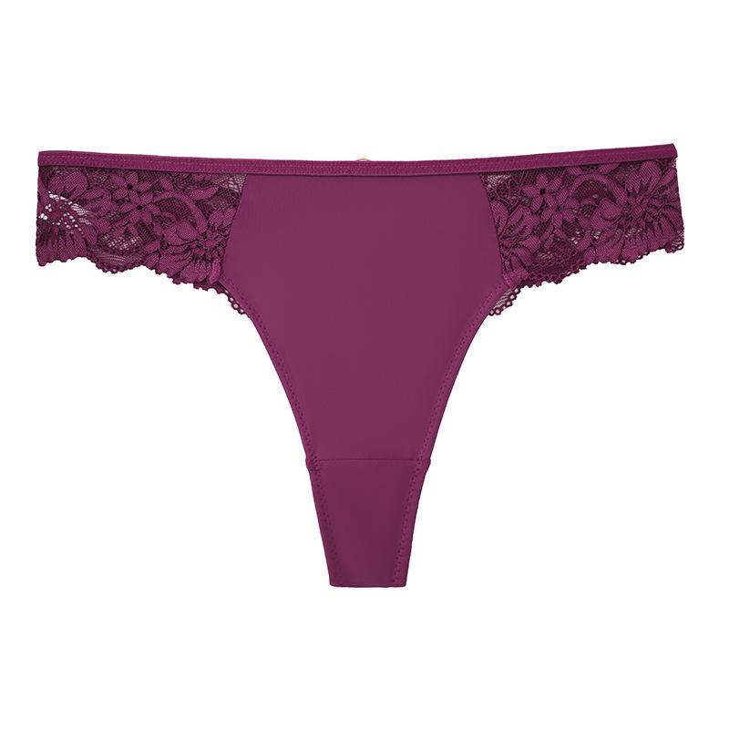 

Plus Size Seamless Lace Thong with Metal Ring - Breathable & Hip-Lifting Design for Women Small фіолетовий