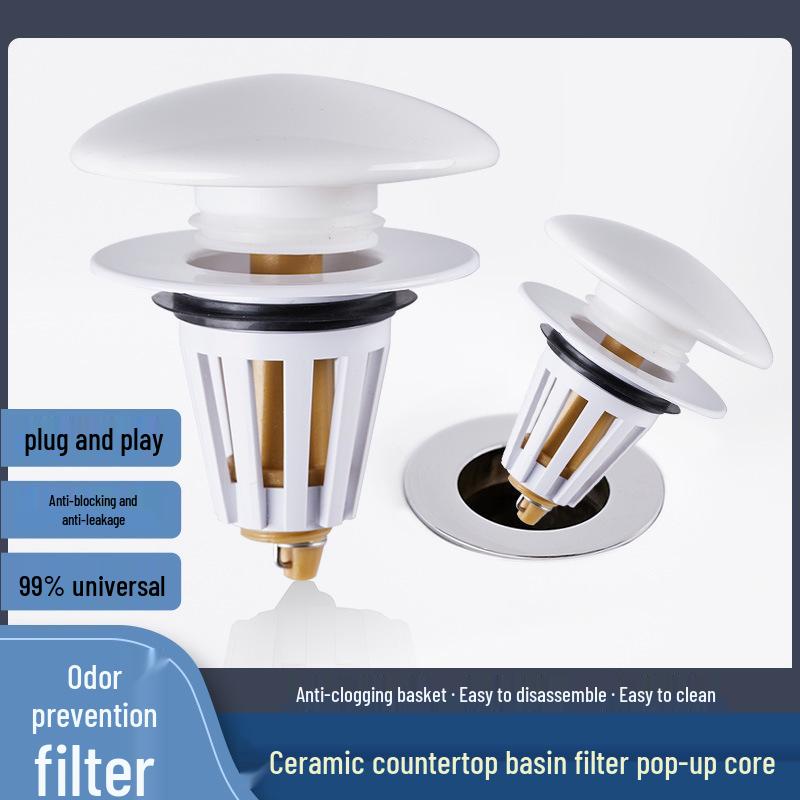 

Newcomer Discount: Universal Pop-Up Ceramic Washbasin Stopper Ceramic Drain Stopper-Copper Core-Type A-1 Piece