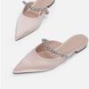 Sheepskin Version Spanish Flat-bottomed Bag Head Half Slippers 2025 Summer New Women's Gemstone Chain Pointed Muller Shoes