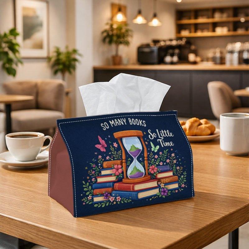 1pc Whimsical Illustration Vintage Tissue Box, Books Hourglass Floral Literary Perfect for Outdoor Gatherings, Daily Desktop Use, And Suitable for Bed