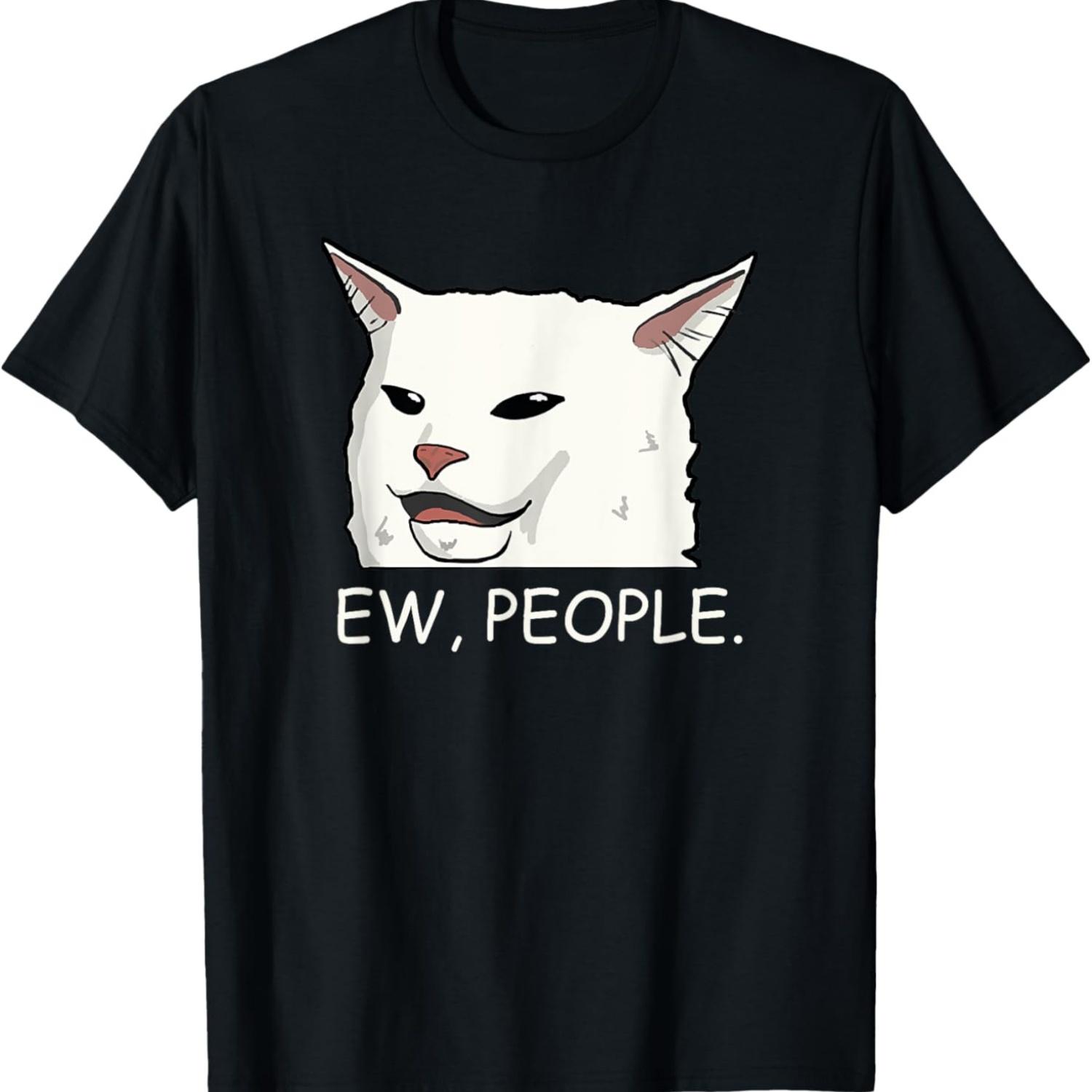 Ew People Woman Yelling at Dinner Table Confused Cat Meme T-Shirt S чёрный