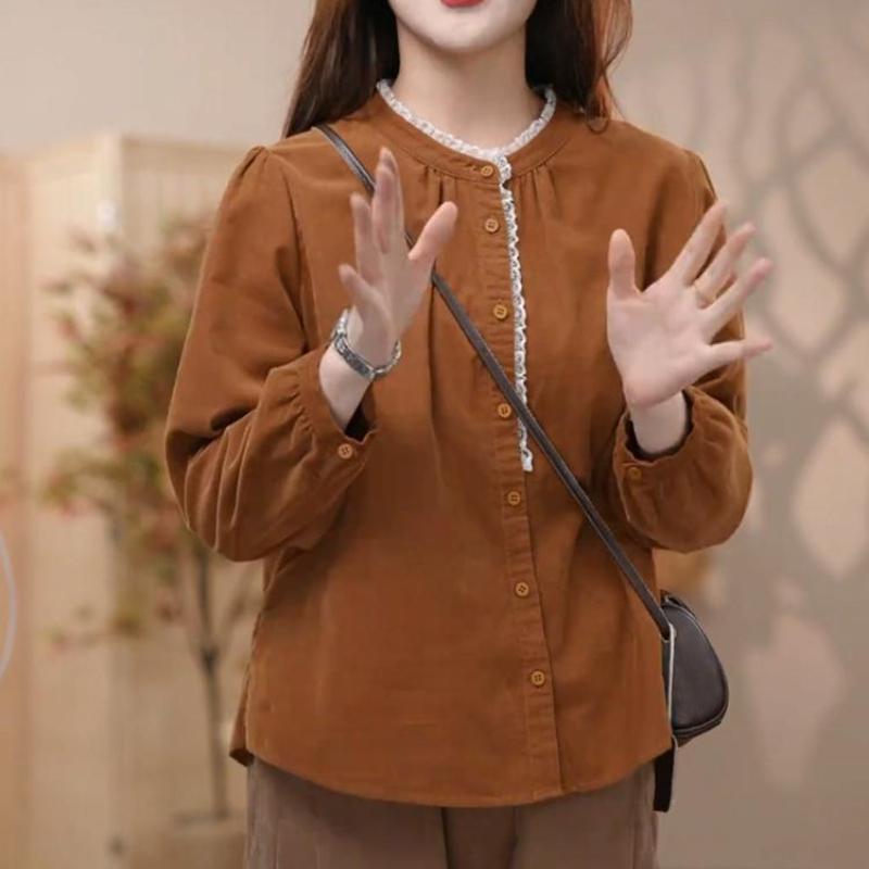 Plus Size Women's Top Coat for Autumn and Winter High-End Style Tummy-Hiding Slimming Shirt Jacket