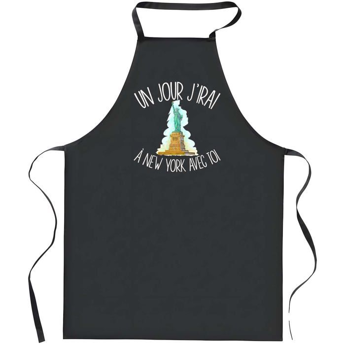 Tablier de cuisine - New york avec toi C'est la Vie - Noir - Coton - Imprimé breton