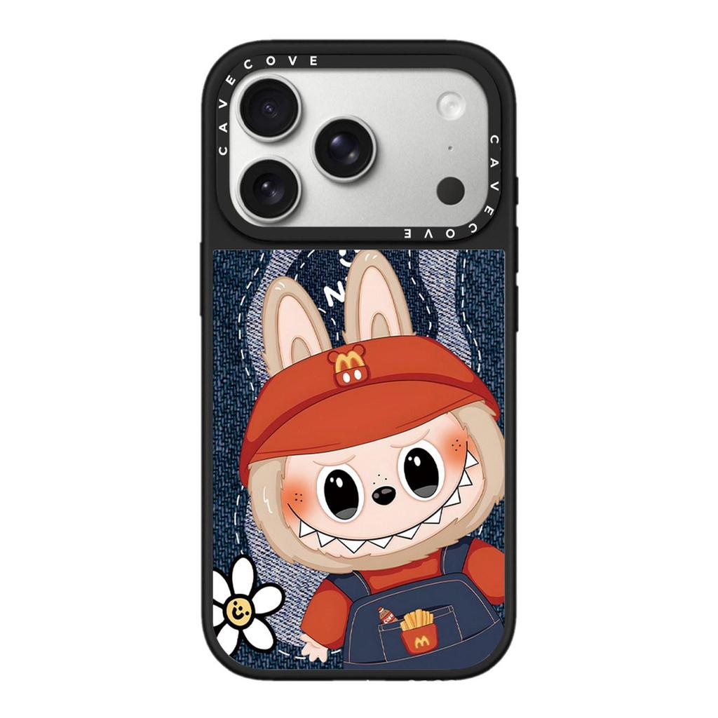 Denim Texture Fabric Phone Case for Apple 17 Promax/16PM/15 Pro/13 - Cute & Trendy Cartoon Design, Full Coverage.