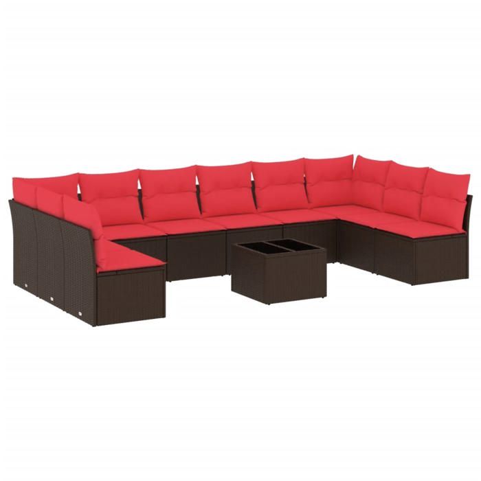 VidaXL Garden Lounge Set with Cushions 11 Pcs, Sofas with Adjustable Feet, Outdoor Furniture Set Patio Terrace 3218104
