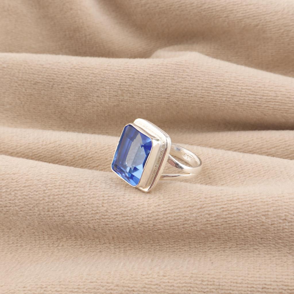 Gemma Tanzanite Fatta a Mano Argento Sterling 925 Gioielli da Donna Designer Anello Nuziale per Treccia RR-79-5