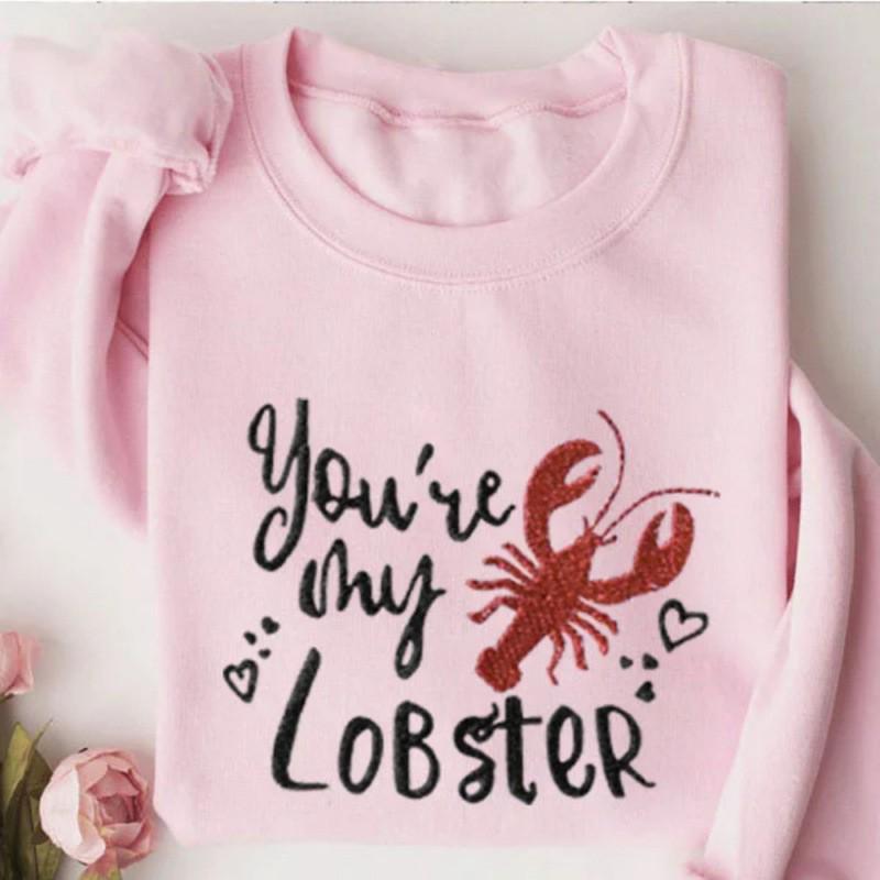 Rheaclots Women's "You're My Lobster" Embroidered Cotton Tee