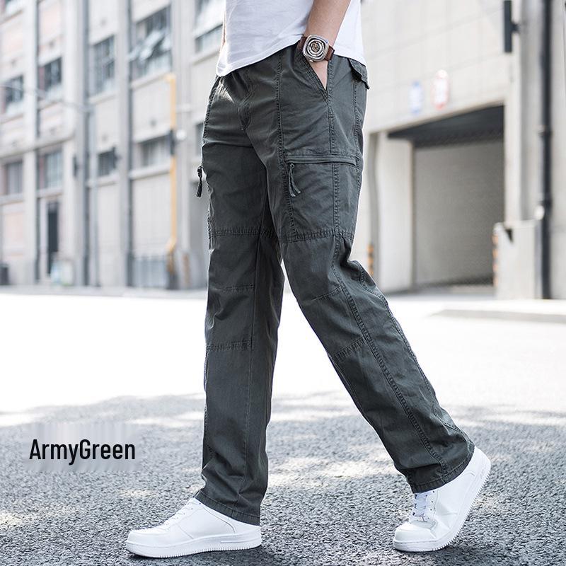 Men's Plus Size Straight Leg Loose Overalls - Wear-Resistant, Casual, Outdoor Sports Pants