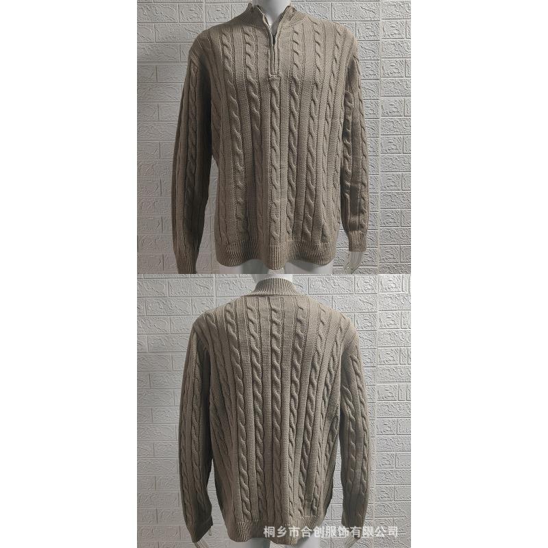 Men's Slim Fit Zip Half Turtleneck Long Sleeve Cable Knit Pullover Sweater Plus Size.