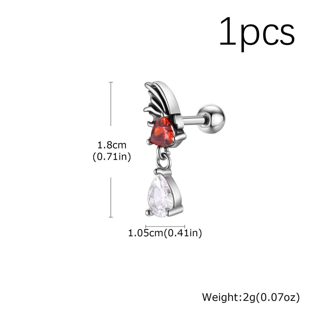 Vnox Stainless Steel Angel Wing Stud Earrings with Zircon, Gothic Vintage Style Earrings for Men Women, Hypoallergenic Gift Idea
