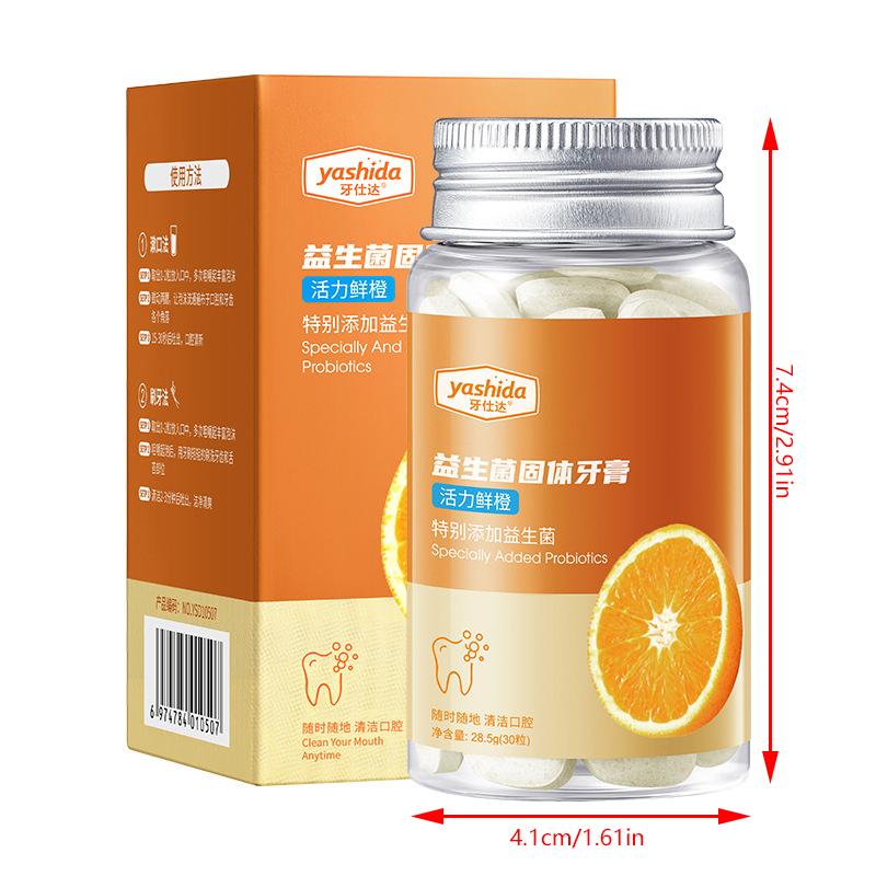 30 Capsules Probiotic Solid Toothpaste Clean Oral Fresh Breath Chewable Travel Portable Mouthwash Tablets Brightening Teeth Care