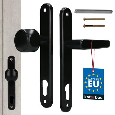 Kotarbau® Gałko-Klamka Gałka Klamka Drzwiowa Długi Szyld Na Wkładkę Bębenkową Wkład Aluminium Czarna 90 Mm