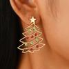 Colorful Zircon Christmas Tree Earrings Sparkling Drop Dangle Party Festive Jewelry Holiday Gift Accessories for Women