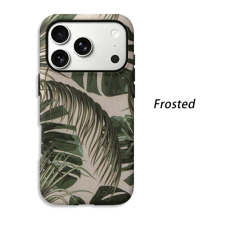 Natural Realistic Palm Leaves Art Graphic Design Modern Print Film Aesthetic Protective Shockproof Bumper Phone Case Cover For iPhone 141516ProMaxPlus