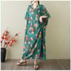 Women's Vintage Long Dress with Cotton and Linen Patterns