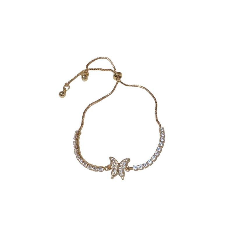 Zircon Butterfly Adjustable Bracelet For Women With Dazzling Stone Embellishments For Elegant Occasions