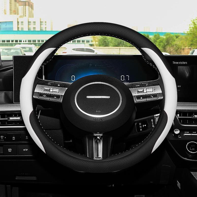 11th Gen Sonata Genuine Leather No-Sew Steering Wheel Cover