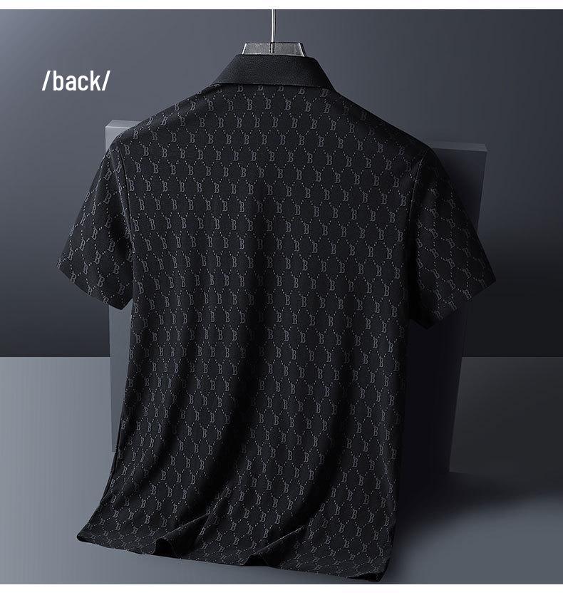 Men's Summer Ice Silk Short Sleeve Polo - Casual, Lightly Elastic, Mature Lapel T-Shirt.