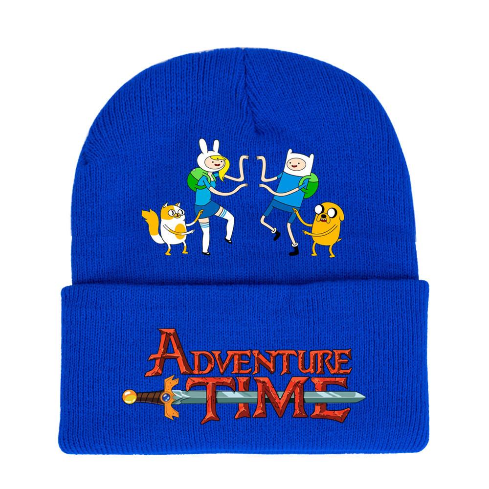 Adventure Time Cartoon Print Acrylic Knit Hat Winter Warm Unisex Beanie For Adults Teens