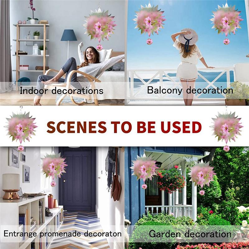 AD23-4Pcs 8 Inch Sublimation Wind Spinner Blanks 3D Wind Spinners Hanging Wind Spinner For Indoor Outdoor Garden Decoration