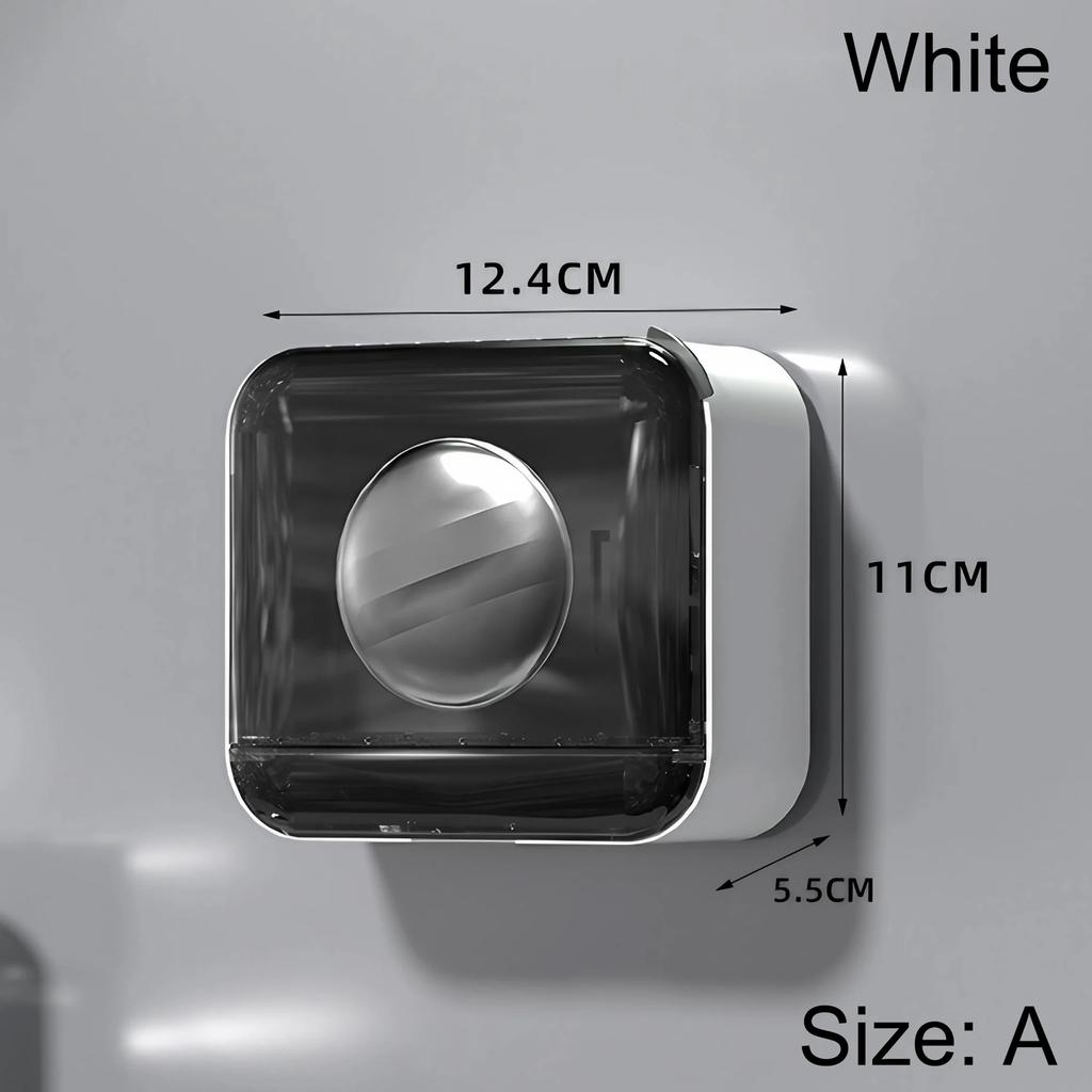 1PC Luxury Soap Dish Wall-Mounted Soap Box with Lid Suitable for Bathroom and Toilet No-Drill Drainage Design