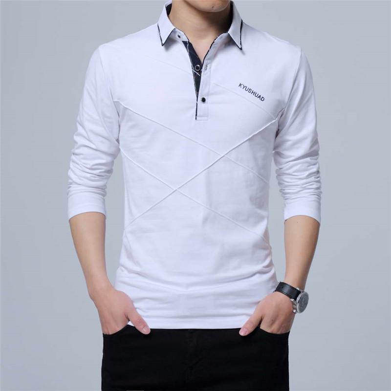Men's Large Size Long-Sleeve Lapel T-Shirt - Spring/Autumn Loose Fit