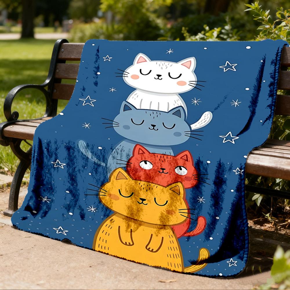1pc Cats StackOutdoor Blanket, Soft And Comfortable Blanket, Casual Warm Outdoor Blanket, Good Birthday Gift Yy260328052