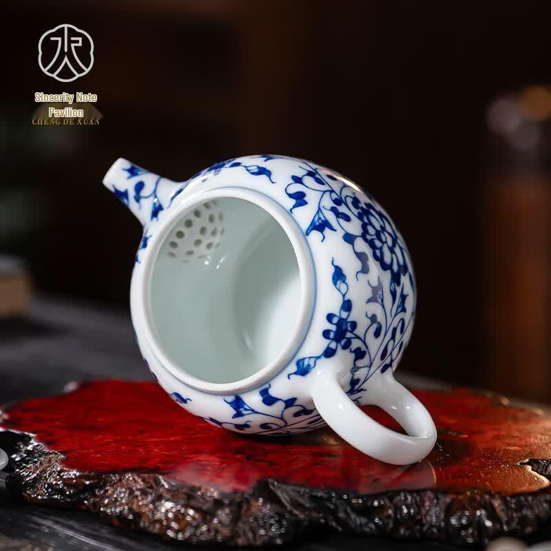 Jingdezhen Blue & White Hand-Painted Ceramic Teapot