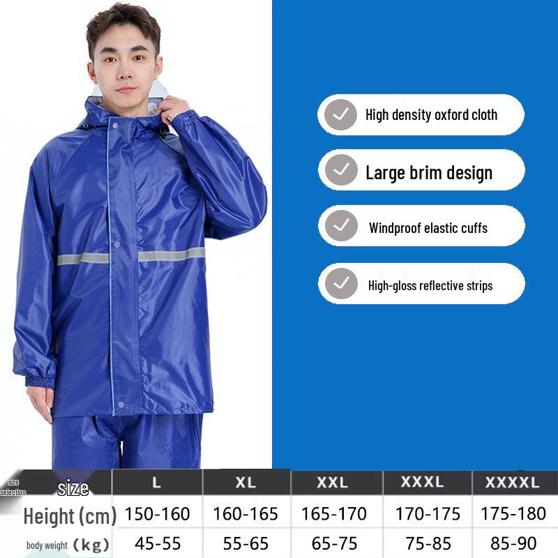 

Штормозащитный взрослый дождевик и брюки: Водонепроницаемый, для велоспорта, электромобилей и мотоциклов. XL