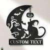 Halloween Metal Wall Art Cat Pumpkin Bat Silhouette Spooky Home Decor Party Custom Sign