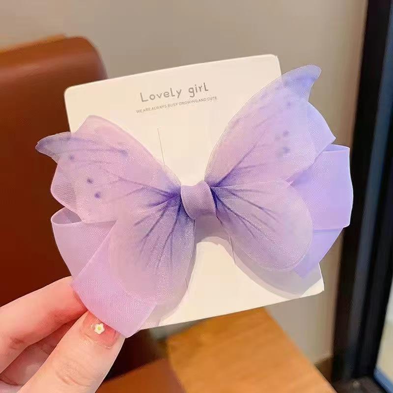 Gradient Silk Yarn Bow Butterfly Hairpin for Kids – Fairytale Style
