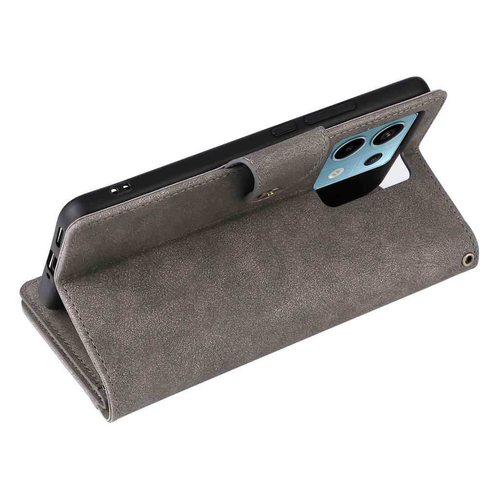 For Xiaomi Redmi Note 13 Pro 5G/Poco X6 5G Zipper Case PU Leather Stand Flip Phone Cover