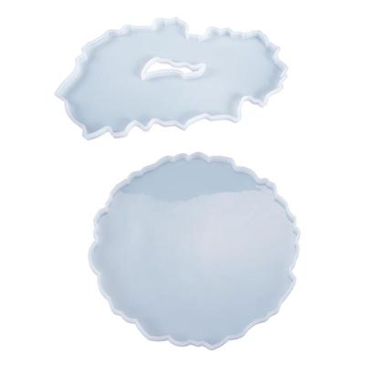 Stampo in Resina Epossidica di Cristallo per Vassoio da Portata Stampo per Sottobicchiere Fai da Te Stampo di Cristallo Vassoio Rotondo Irregolare Stampo in Silicone Piatto da Frutta Stampo per Colata