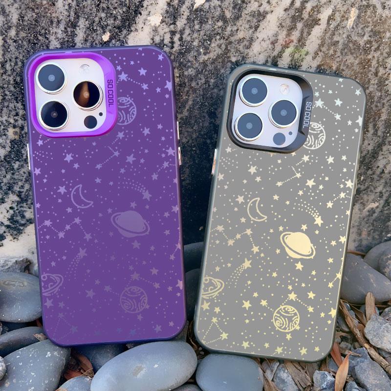 Starry Night space constellations stars Phone Case for iPhone 13 Mini 15 Plus 16 15 13 14 11 12 Pro Max Shockproof Laser Cover