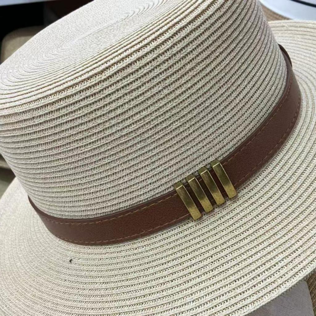 Summer Ladies Straw Hat Couple Hat Retro Copper Buckle Jazz Hat Panama Casual Versatile Vacation Beach Hat