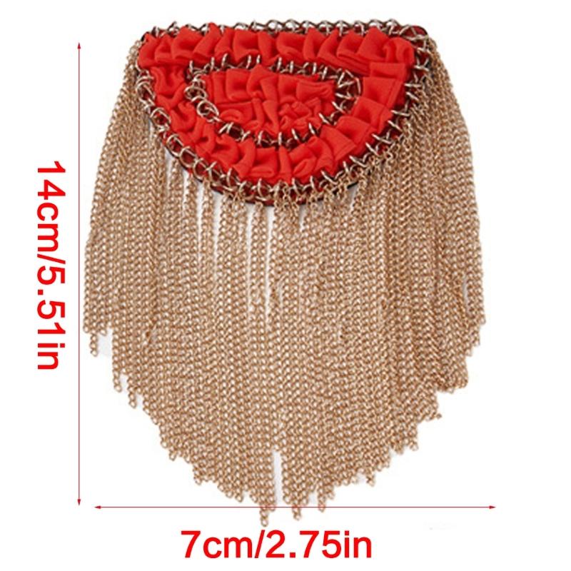 Metal Tassels Chain Epaulettes Uniform Shoulder Badges Artificial Pearls Beaded Epaulet for Party Costume Accessories Top Sale