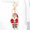 Keychain Pendant Sparkling Rhinestones Santa Claus Design Metal Keyring Decorative Key Holder Friends Bag