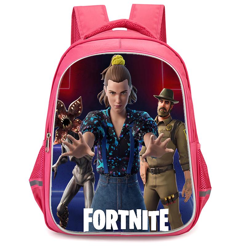 16-Inch Fortnite Cartoon Backpack with Double Zipper Design, Ergonomic Spine Protection, Suitable for Boys & Girls Aged 5-8