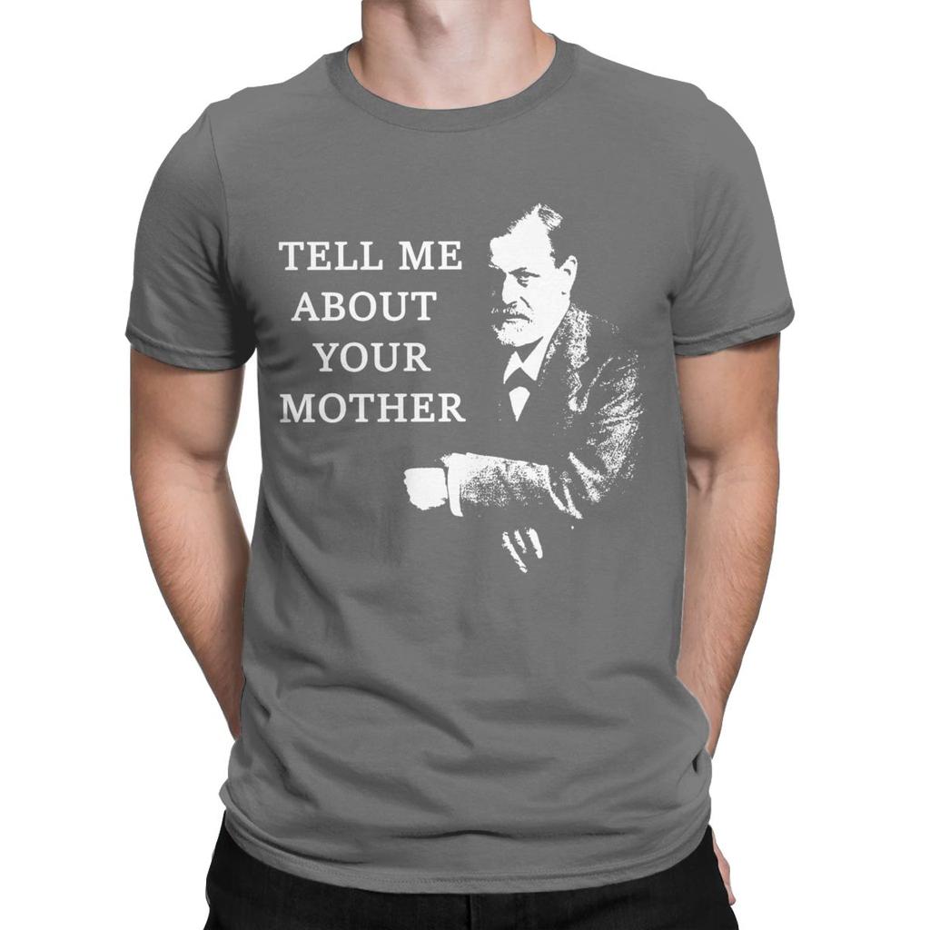 Moda Parlami di tua madre Sigmund Freud T-Shirt Uomo Girocollo Cotone Magliette Manica Corta T-Shirt Taglie Forti Top